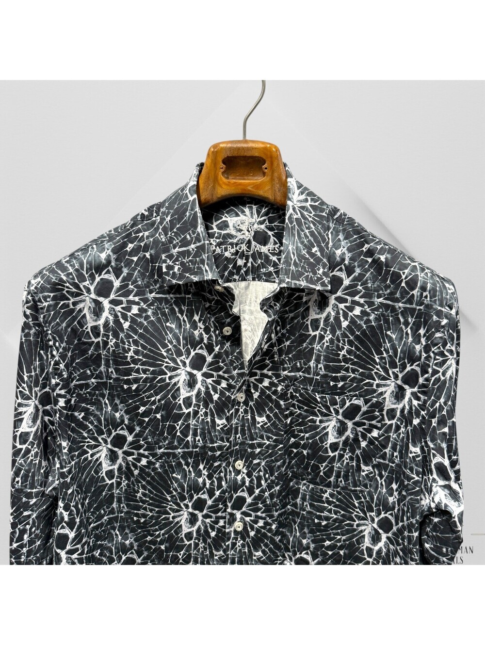 patrick james shattered glass long sleeve shirt Mens shirt Black white L Large